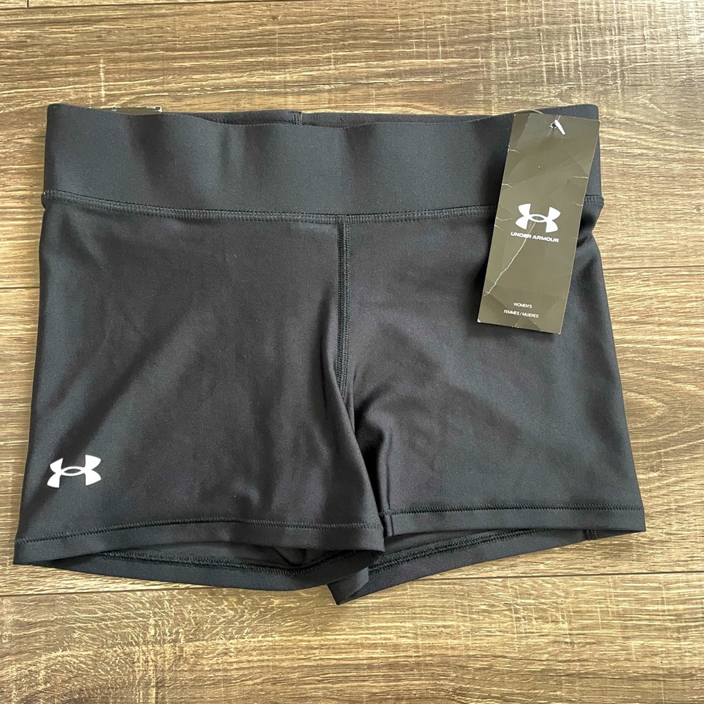 Black Under Armour compression volleyball shorts